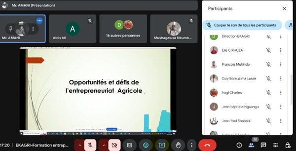 RDC : EKAGRI-INNOVATION clôture avec succès sa formation en ligne sur l’entrepreneuriat agricole